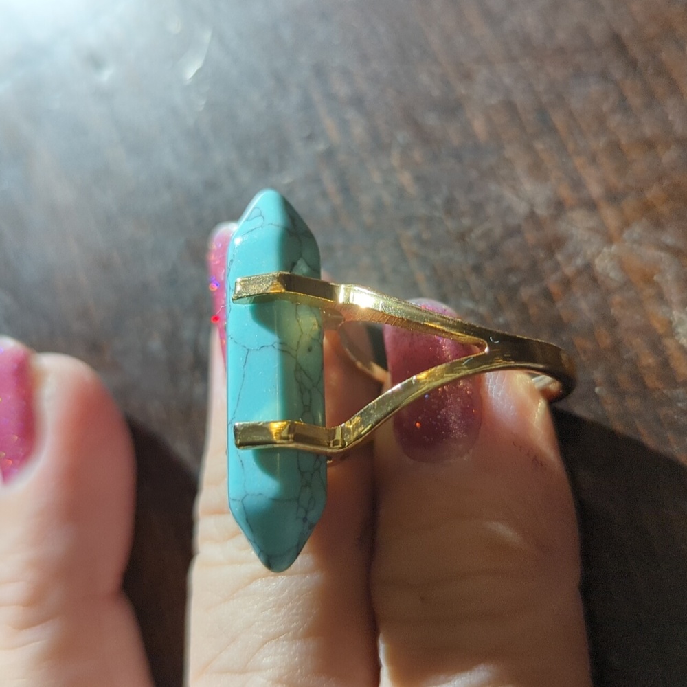 Fashion ring turquoise/goldtone
